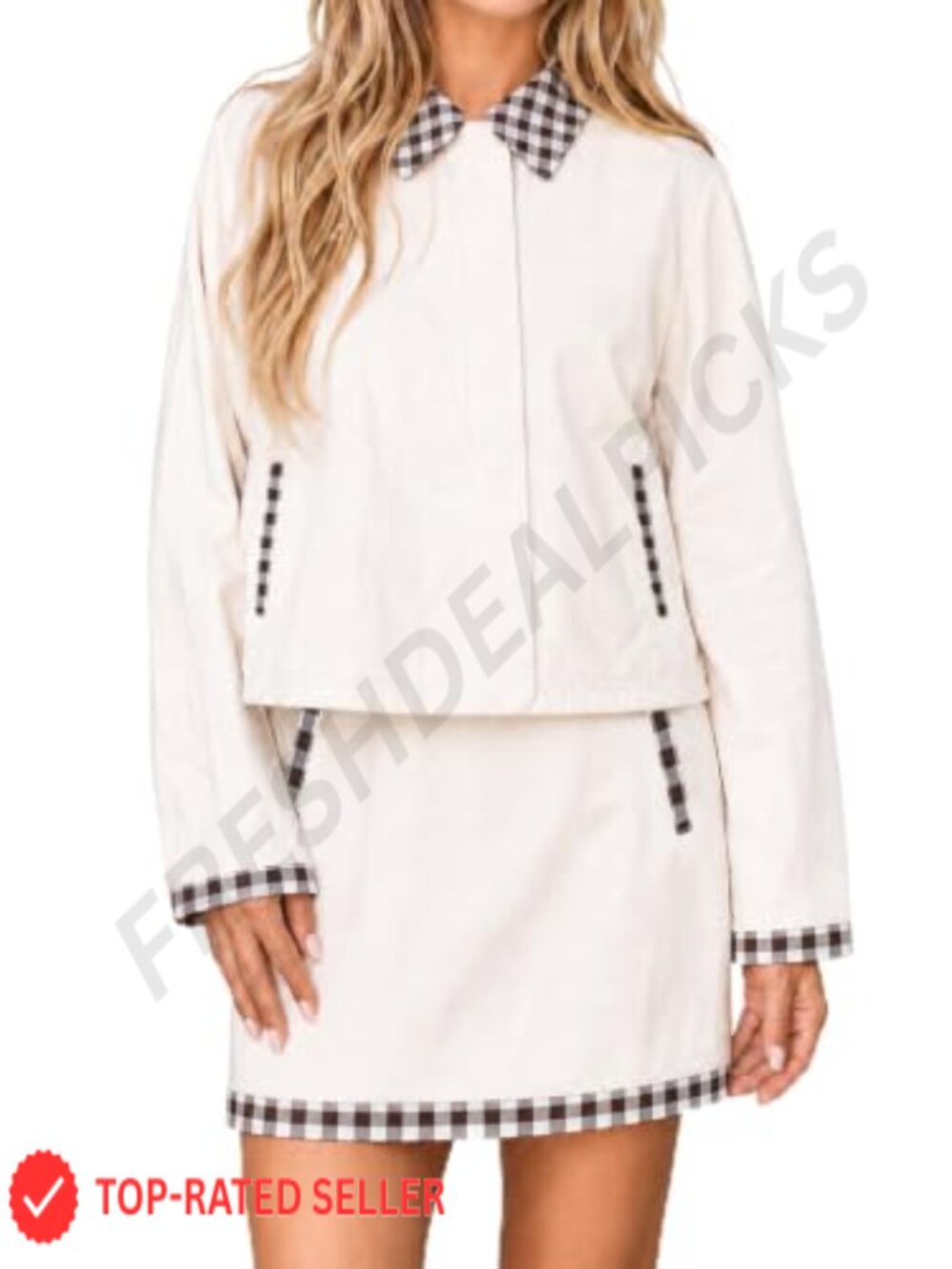 Women's Plaid 2 Piece Set Zip Up Jacket & Mini Skirt